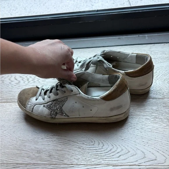 Golden Goose White and Tan Sneakers - Picture 2 of 5